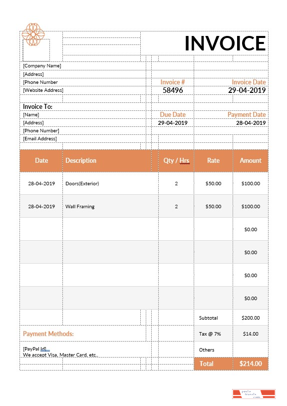 Exterior Design Invoice Template PSD template